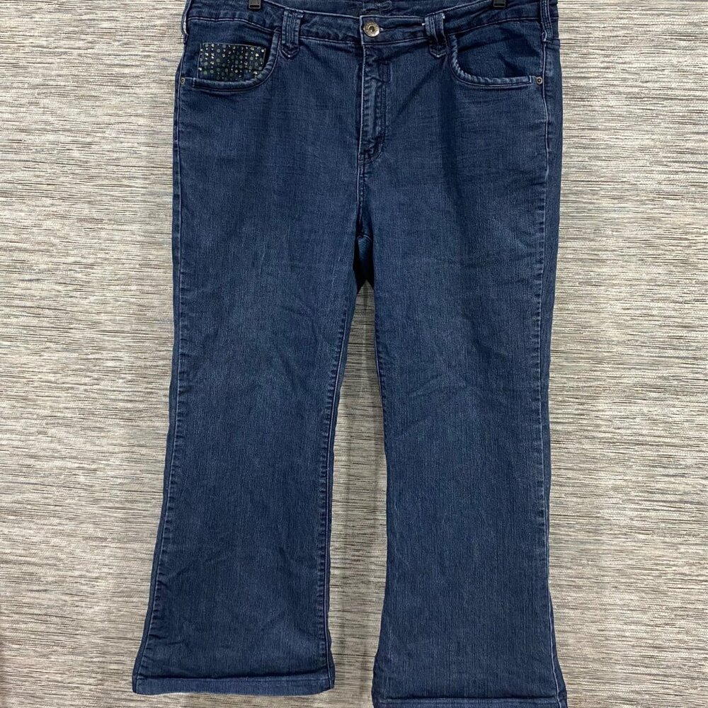 Ultra Love Womens Blue Bedazzled Pocket Bootcut Jeans 2D Plus Size 20